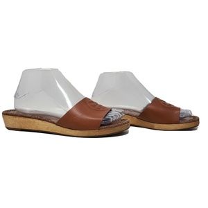 Tory Burch Wood Slide Sandal Bark Stitch Logo
